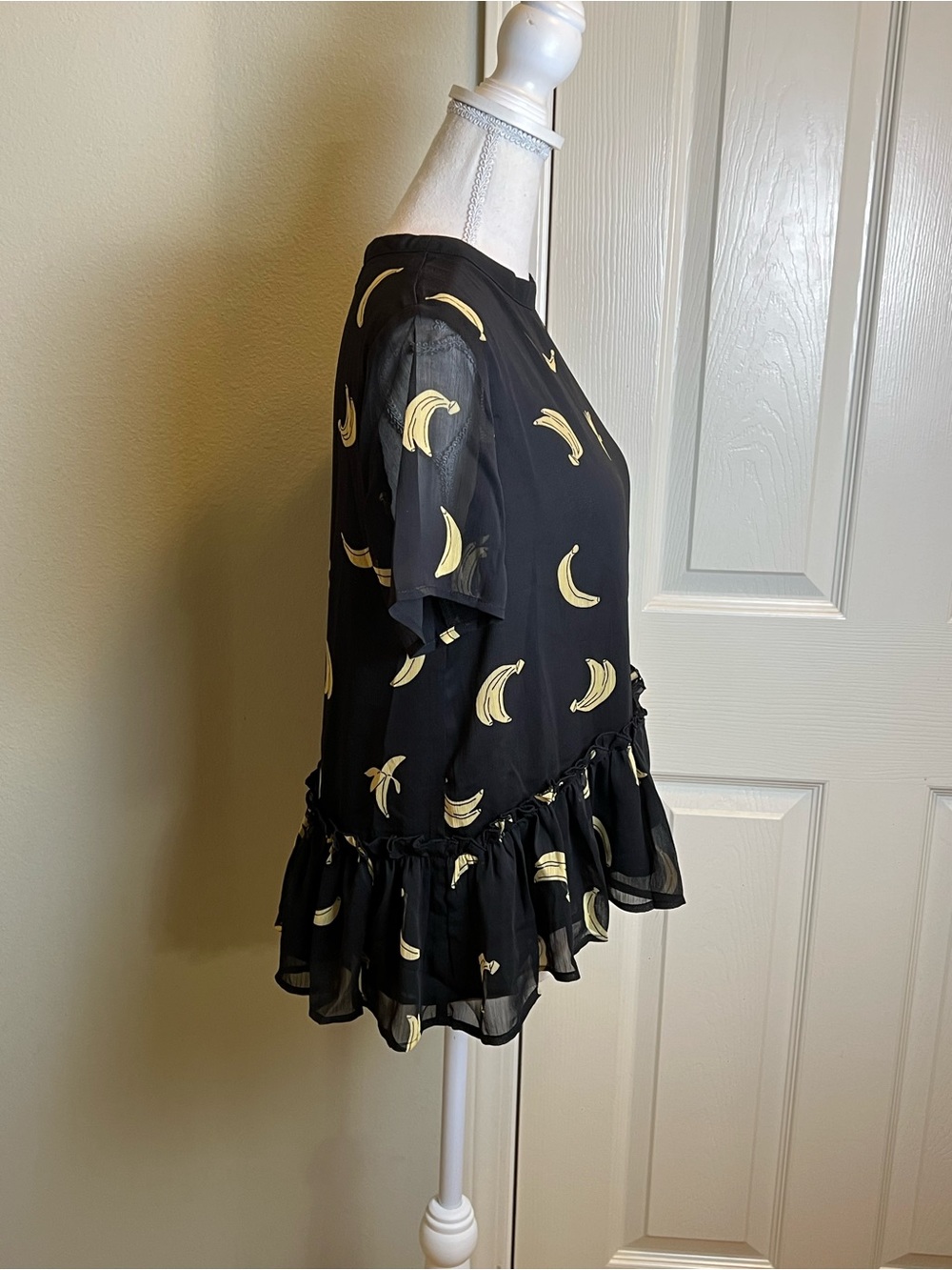 English Factory Banana Print Ruffle Hem Top - Picture 9 of 12